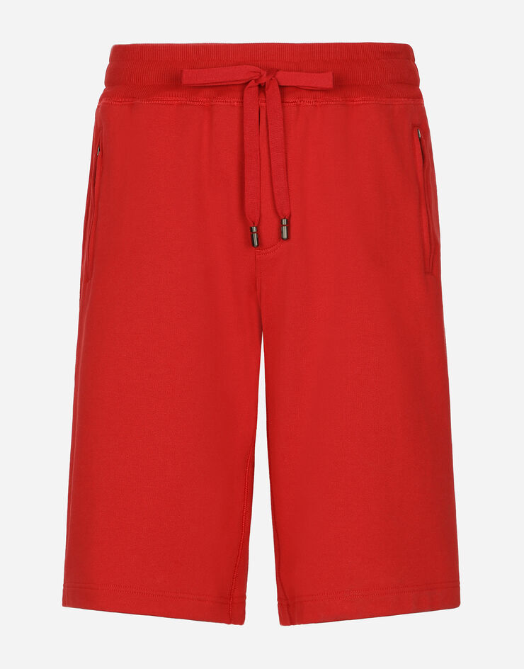 Dolce & Gabbana Jersey jogging shorts with logo tag Red GVB7HTG7F2G