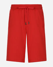 Dolce&Gabbana Jersey jogging shorts with logo tag Red GVRMATHI1KX