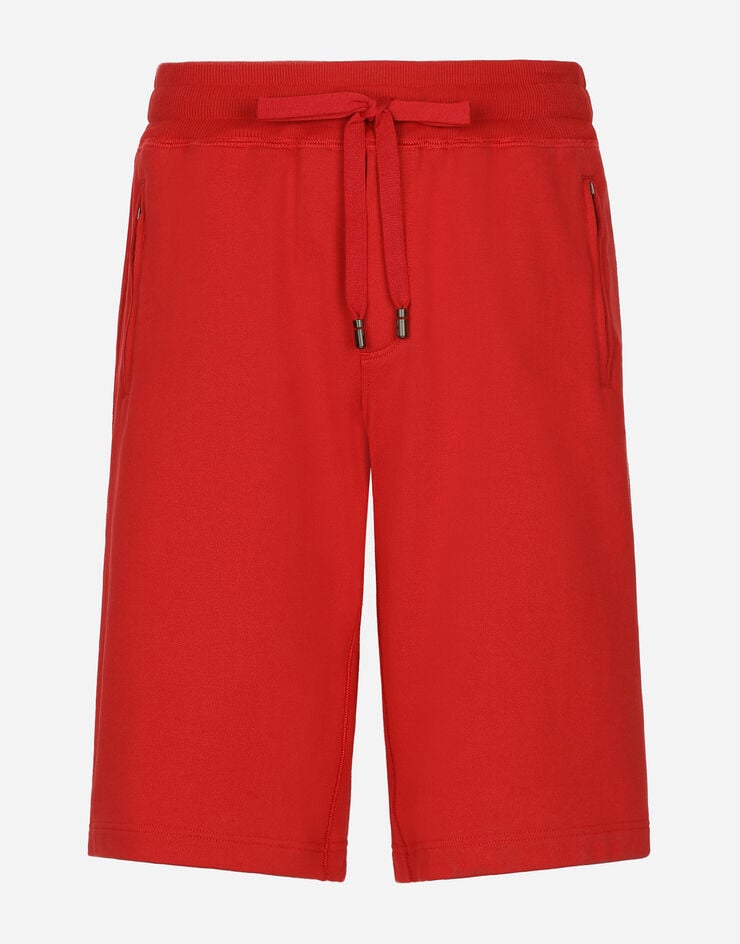 Dolce & Gabbana Jersey jogging shorts with logo tag Red GVB7HTG7F2G