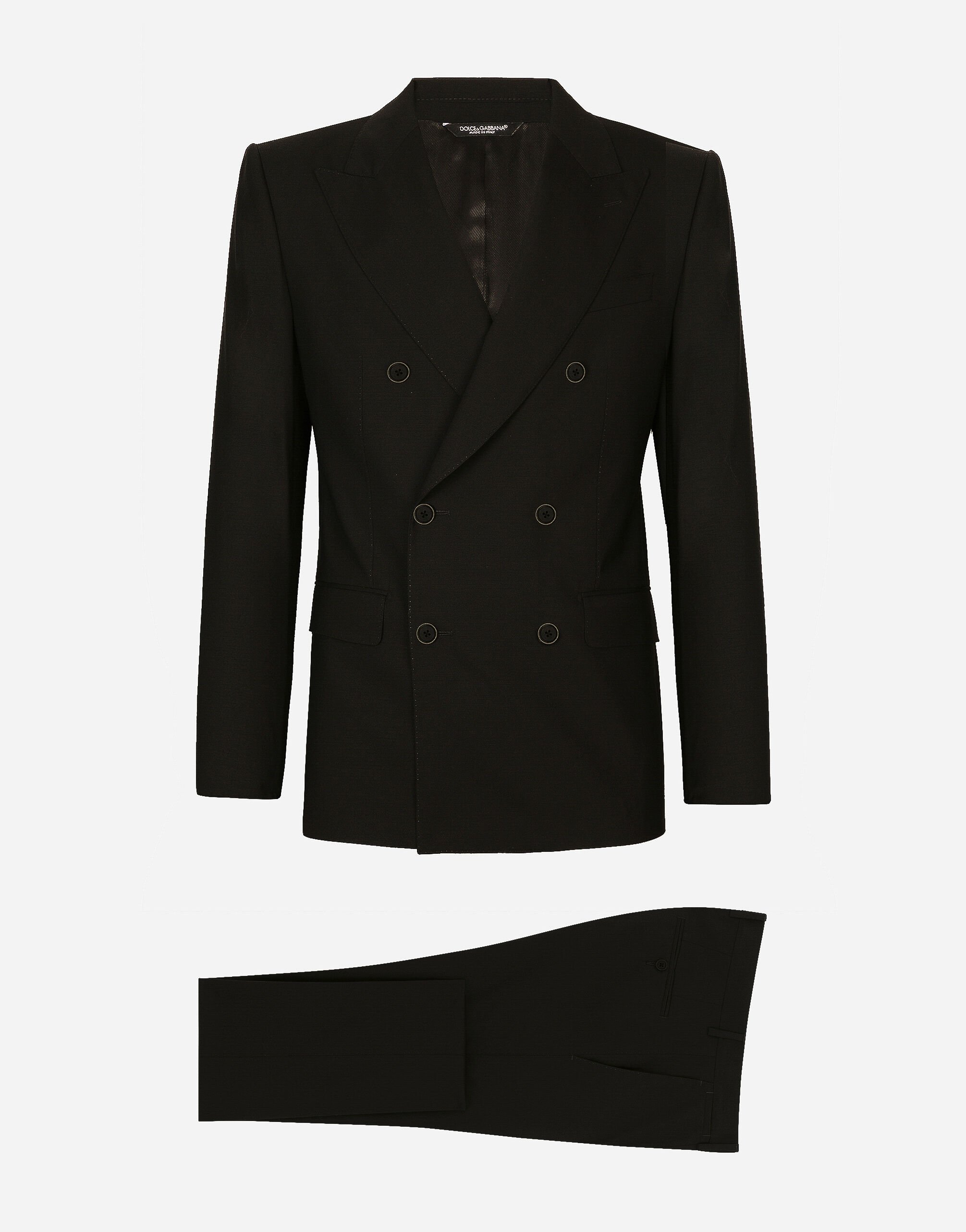 Dolce & Gabbana بدلة صوف مرن بصف أزرار مزدوج وقصة سيسيلي أسود GK0RMTGG059