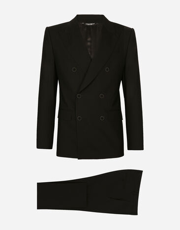 Dolce & Gabbana ダブルブレストスーツ シチリアフィット ストレッチウール ブラック GK0RMTGG059
