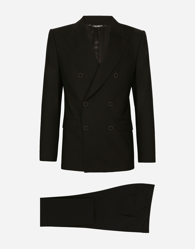 Dolce&Gabbana بدلة صوف مرن بصف أزرار مزدوج وقصة سيسيلي أسود GKPRMTFUBF2