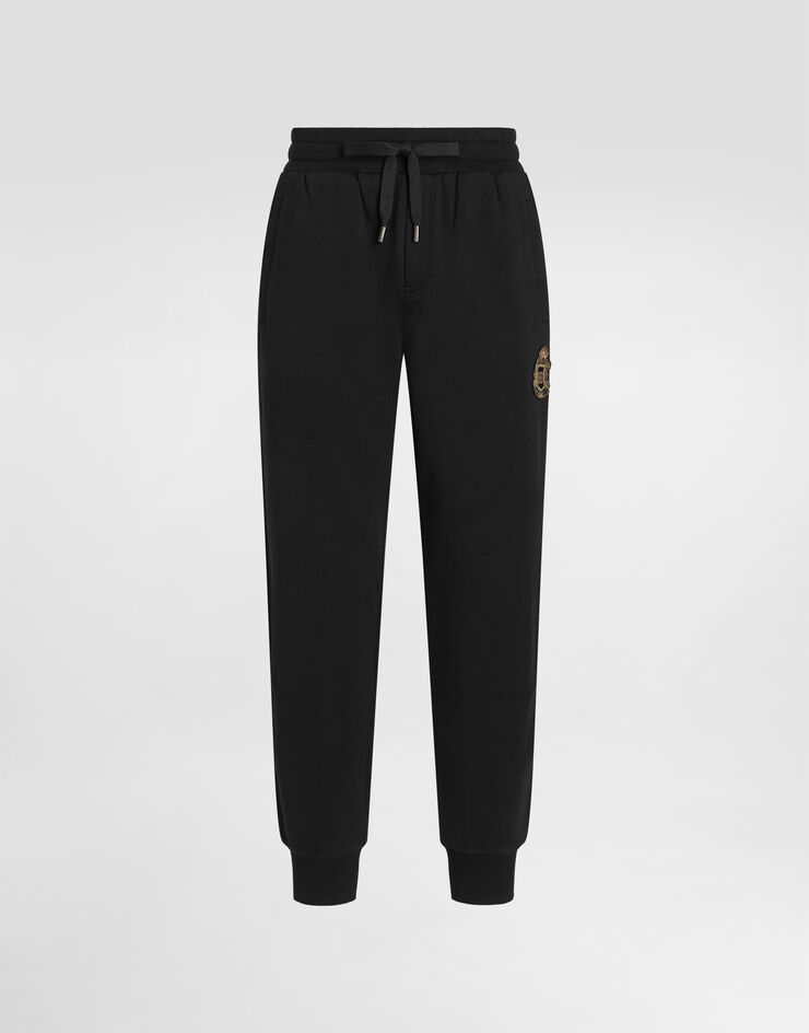 Dolce & Gabbana Jersey trousers with heraldic patch Black GP07TZG7PZT
