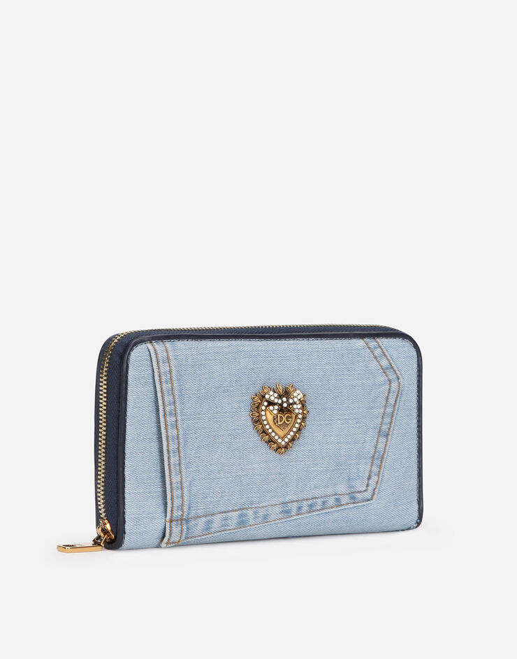 Dolce & Gabbana Zip-around Devotion wallet in patchwork denim Blue BI0473AO621
