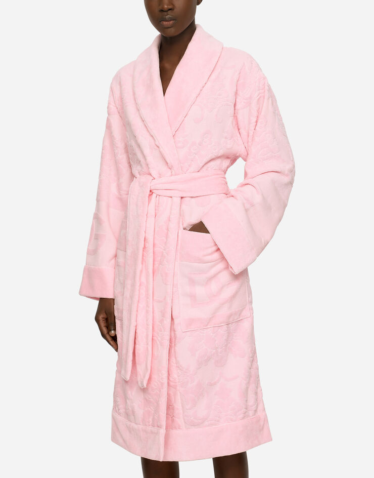 Dolce & Gabbana Bath Robe in Terry Cotton Jacquard Multicolor TCF009TCAGM