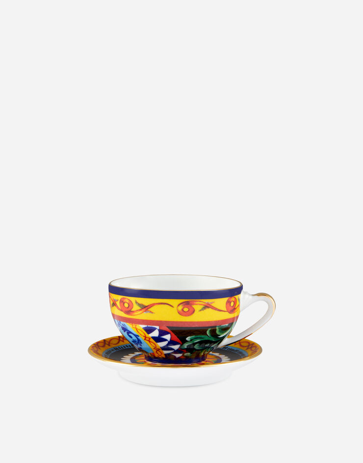 Dolce & Gabbana Teetasse mit Untertasse aus Porzellan Mehrfarbig TC0102TCA17