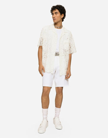 Dolce&Gabbana Camisa Hawaii de encaje Blanco G5LB4THLMEA