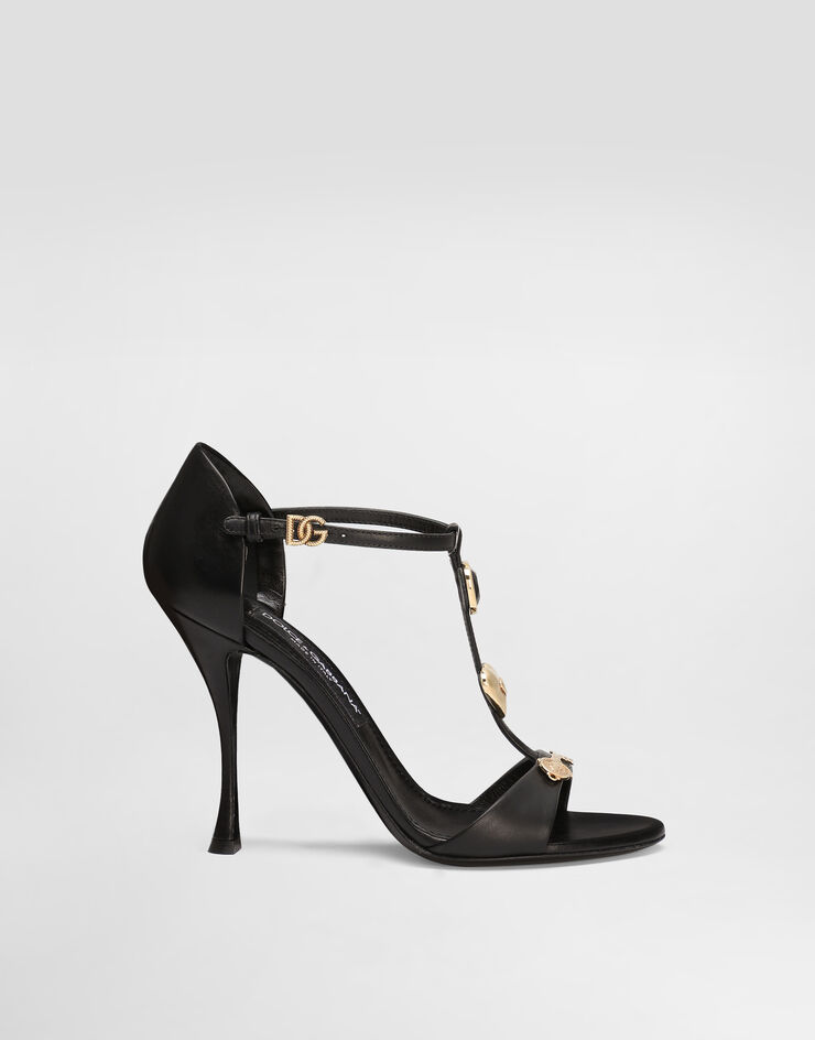 Dolce & Gabbana Goatskin sandals with embroidery Black CR1905AO033