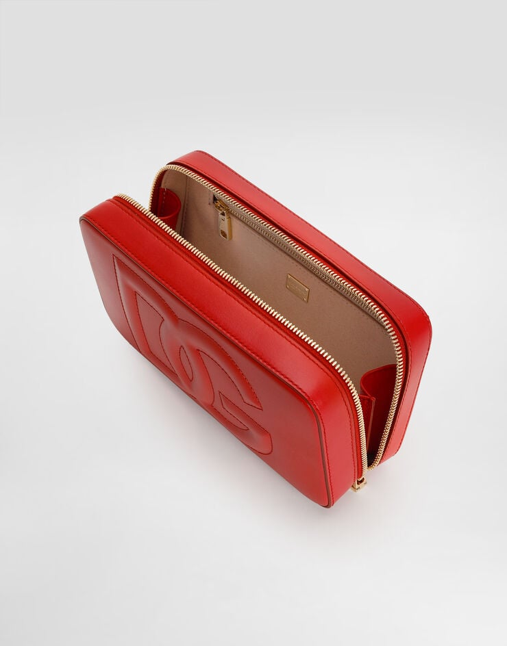 Dolce & Gabbana Camera bag logo DG petit format en cuir de veau Rouge BB7289AW576