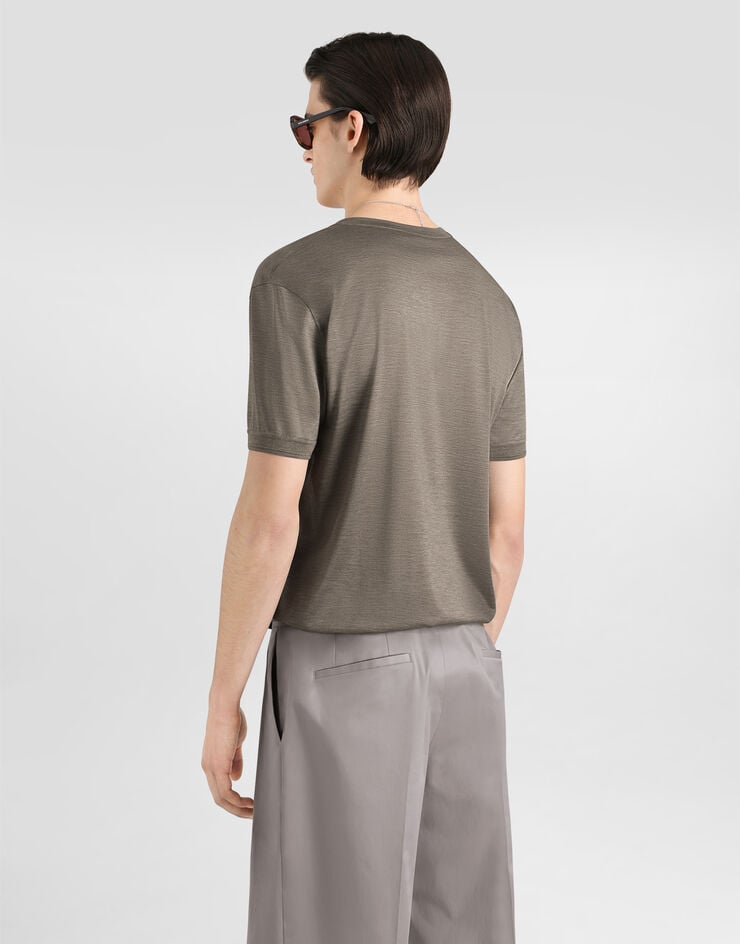 Dolce & Gabbana Silk serafino t-shirt Dolce & Gabbana Silk serafino t-shirt Multicolor G8QK3TG7P0F