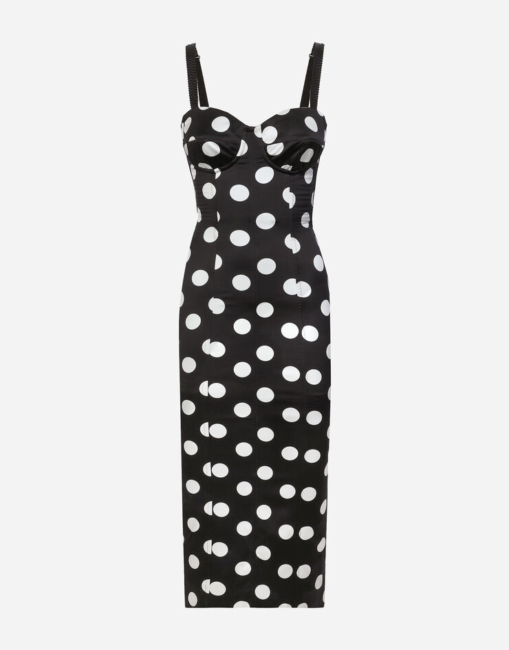 Dolce & Gabbana Satin midi dress with polka-dot print and corset details Print F6DIHTFSIBL