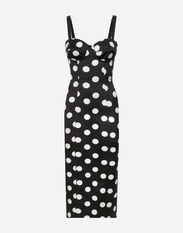 Dolce&Gabbana Satin midi dress with polka-dot print and corset details Black F6DKITFU1AT