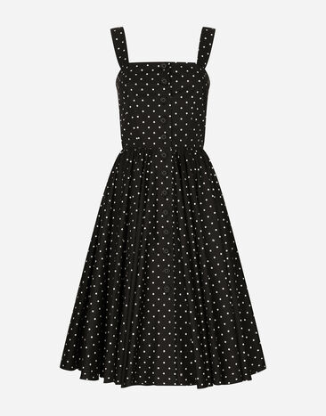 Dolce & Gabbana Calf-length cotton dress with polka-dot print Print F6JJBTFSFNP