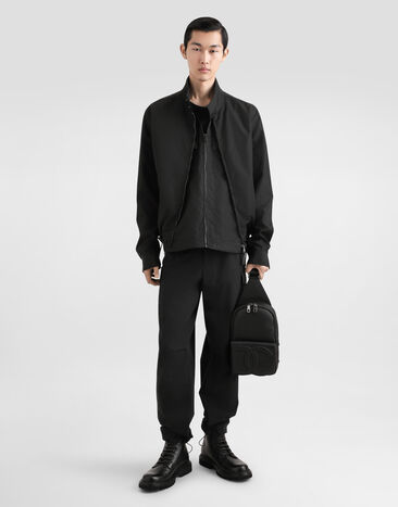 Dolce & Gabbana Technical fabric jacket with a high neck and tag Black G9BISTFUS21