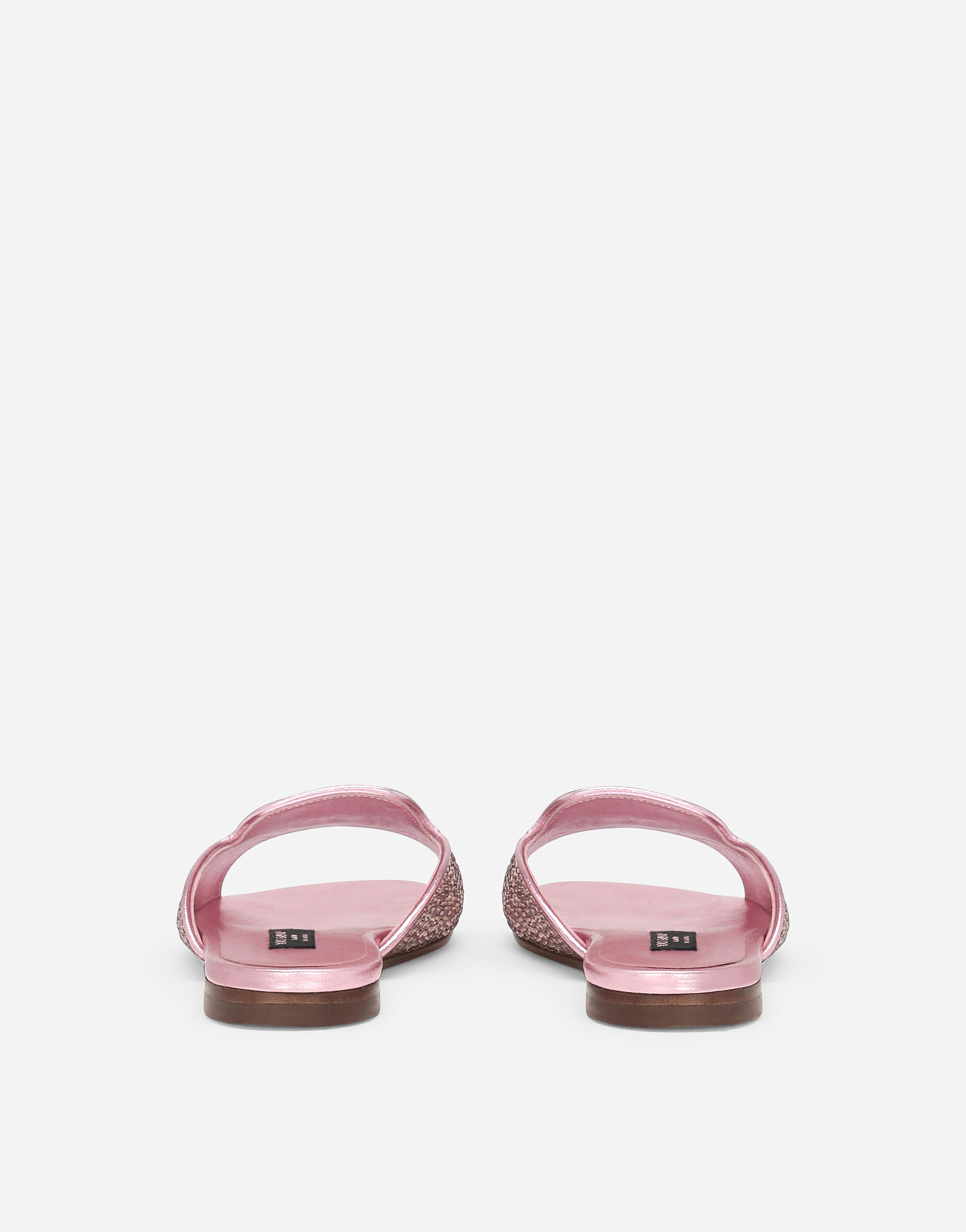 【残りわずか】DOLCE & GABBANALACE＊SLIDERS WITH CRYSTALS Foiled lambskin sliders with fusible rhinestones in Pink for