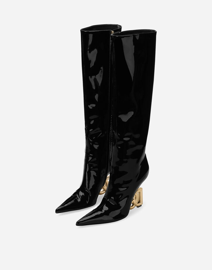 Dolce & Gabbana Stiefel aus weichem Lackleder Schwarz CU1076AP737
