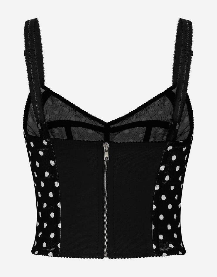 Dolce & Gabbana Top corsetero de marquisette con estampado de lunares Imprima F7AB7TFSUBG