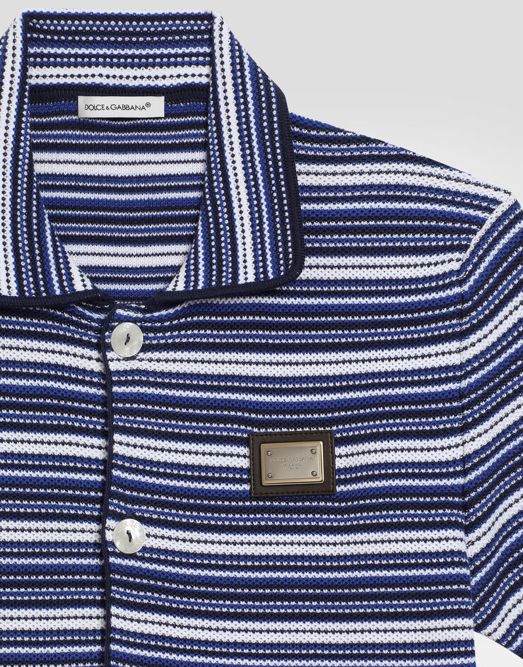 Dolce & Gabbana Camicia in maglia con lavorazione a nido d'ape Blu L4KWG9JBCF8