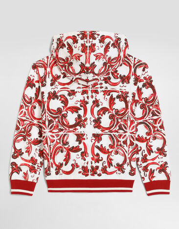 Dolce & Gabbana Sweat à capuche à imprimé majolique Multicolor L4JWJTII7KU