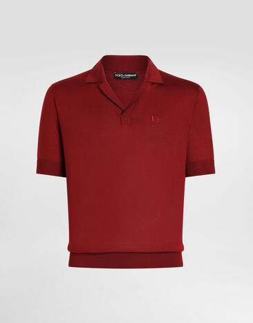 Dolce & Gabbana Silk polo-shirt with logo embroidery Multicolor GXZ64TJFMMS