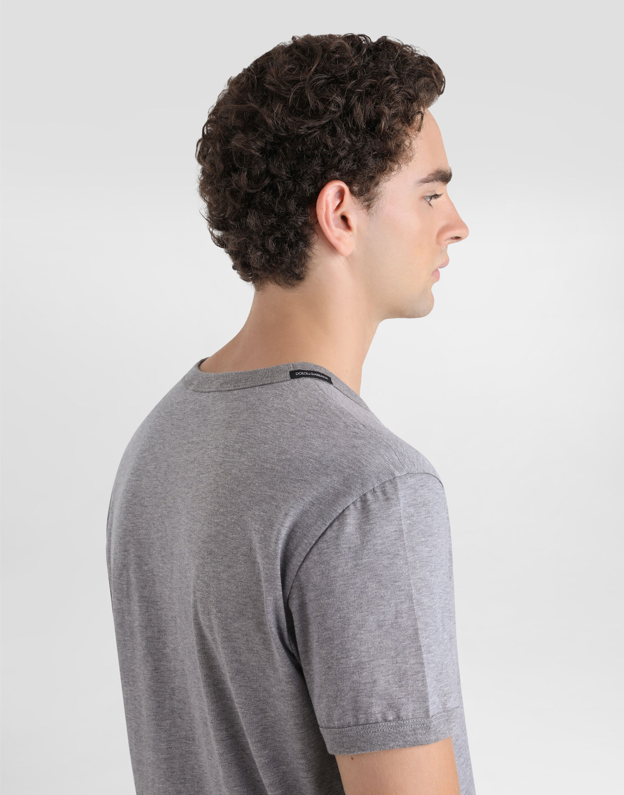 Cotton t-shirt with heraldic patch in Grey for Men | Dolce&Gabbana® US