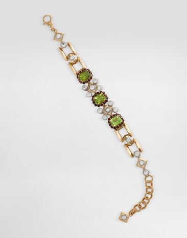 Dolce & Gabbana Eleganza Bracelet 18kt white and yellow gold, peridots, garnets and sapphires  WBSA6GWPER1