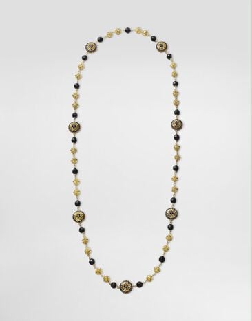 Dolce & Gabbana Sicily Necklace 18-carat yellow gold, black sapphires and black jade Gold WNKS1GWSABK