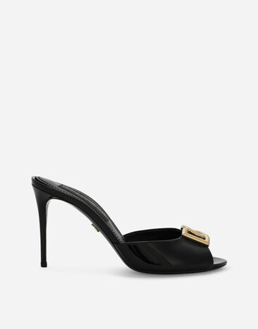 Dolce & Gabbana Patent leather mules with DG logo Green BB7158AW437