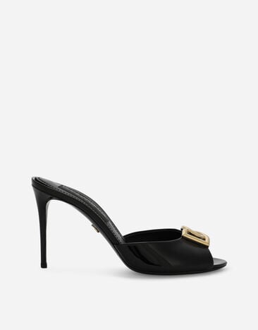 Dolce & Gabbana Patent leather mules with DG logo Black CR1484A1471