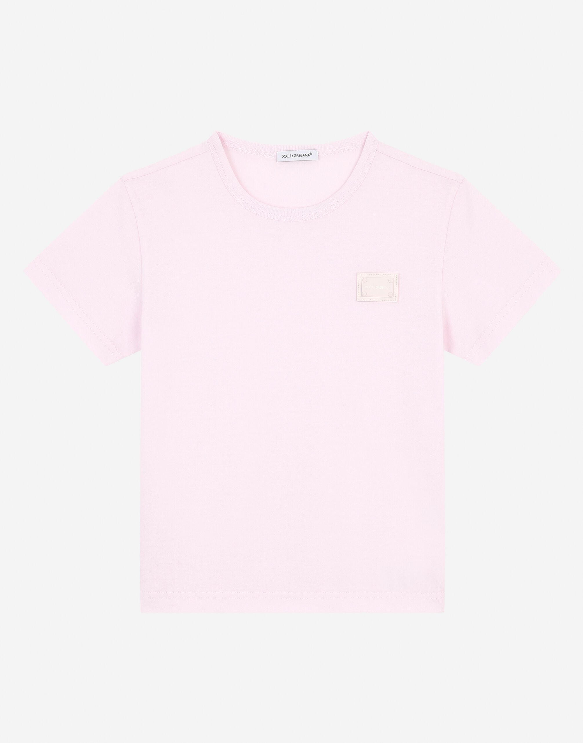 Dolce & Gabbana Jersey T-shirt with logo tag Pink L4JT7TG7OLK
