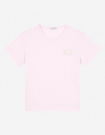Dolce & Gabbana Jersey T-shirt with logo tag Pink L4JT7TG7OLK