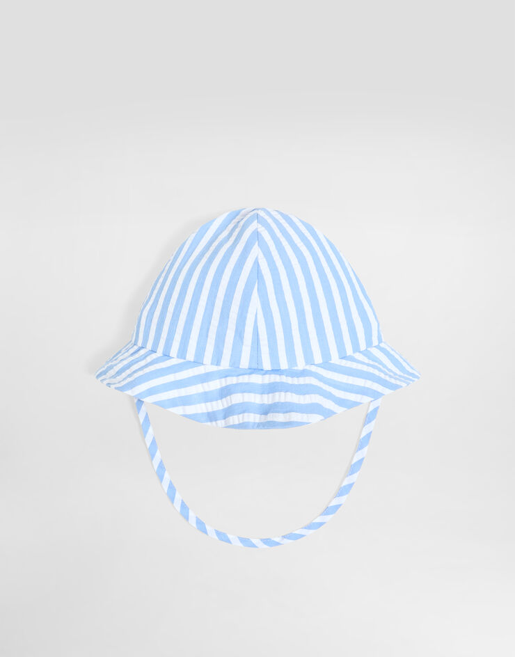 Dolce & Gabbana Gorro de pescador de tejido milrayas con logotipo DG Blue LN5H61FR50R