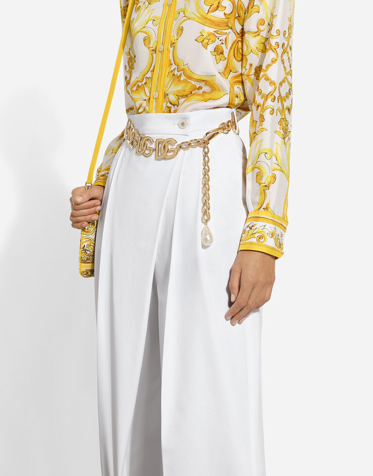 Dolce & Gabbana Pantalón acampanado en popelina de algodón Blanco FTC5GTFU61D