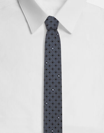 Dolce & Gabbana Silk jacquard tie with micro-designs and DG logo Print GT149EG0WSO