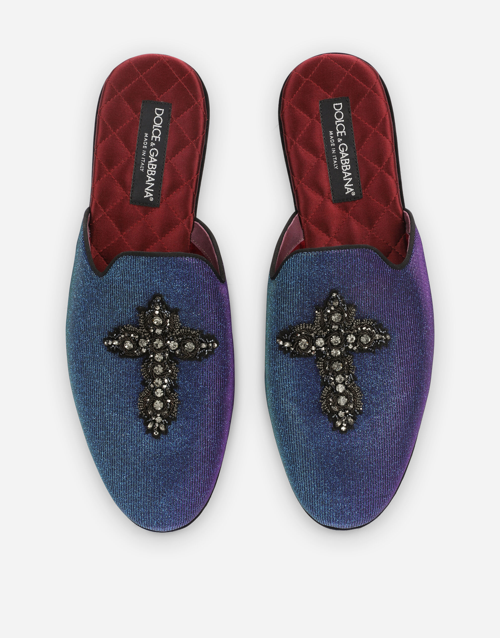 Slippers with cross patch in Multicolor for Men Dolce Gabbana US