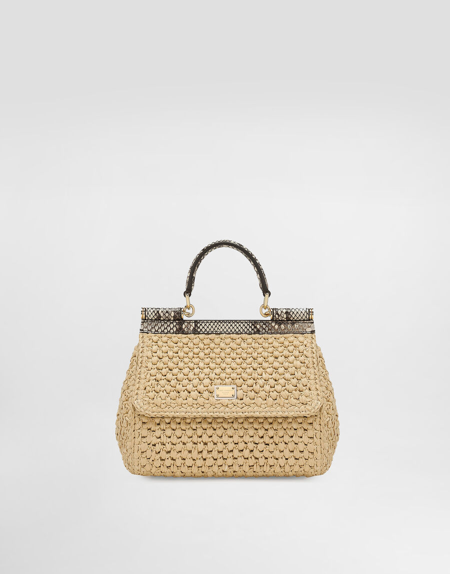 Small Sicily handbag in crochet raffia