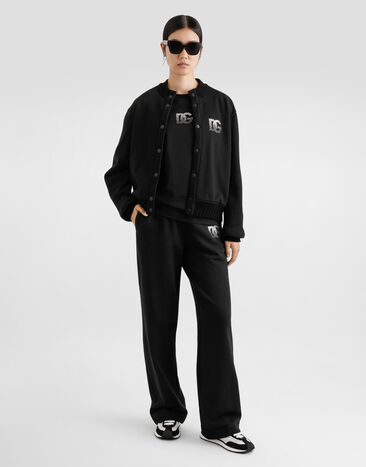 Dolce & Gabbana Jersey jogging pants with rhinestone-detailed DG logo embroidery Black FTC91ZGDCXW