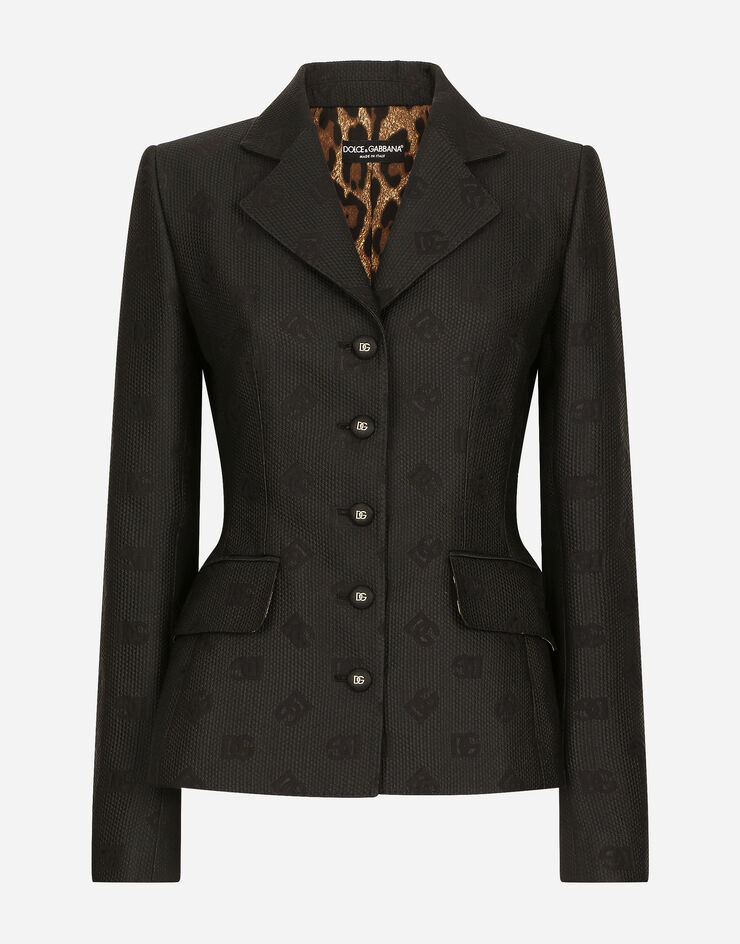 Dolce & Gabbana Chaqueta dolce de jacquard acolchado logotipo DG Negro F26CHTHJMOW