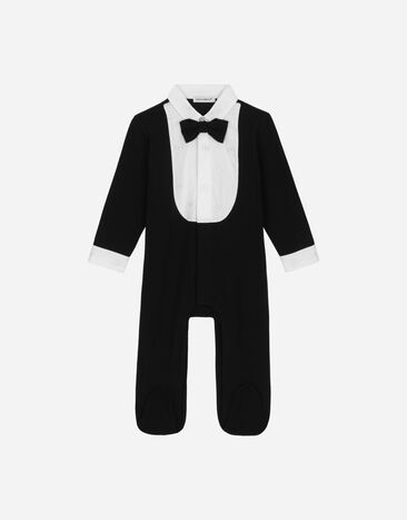 Dolce & Gabbana Tuxedo onesie in interlock and poplin Azul L1JO6TG7M5U