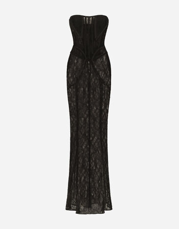 Dolce & Gabbana Long lace corset dress Pink F6DIHTFURAG