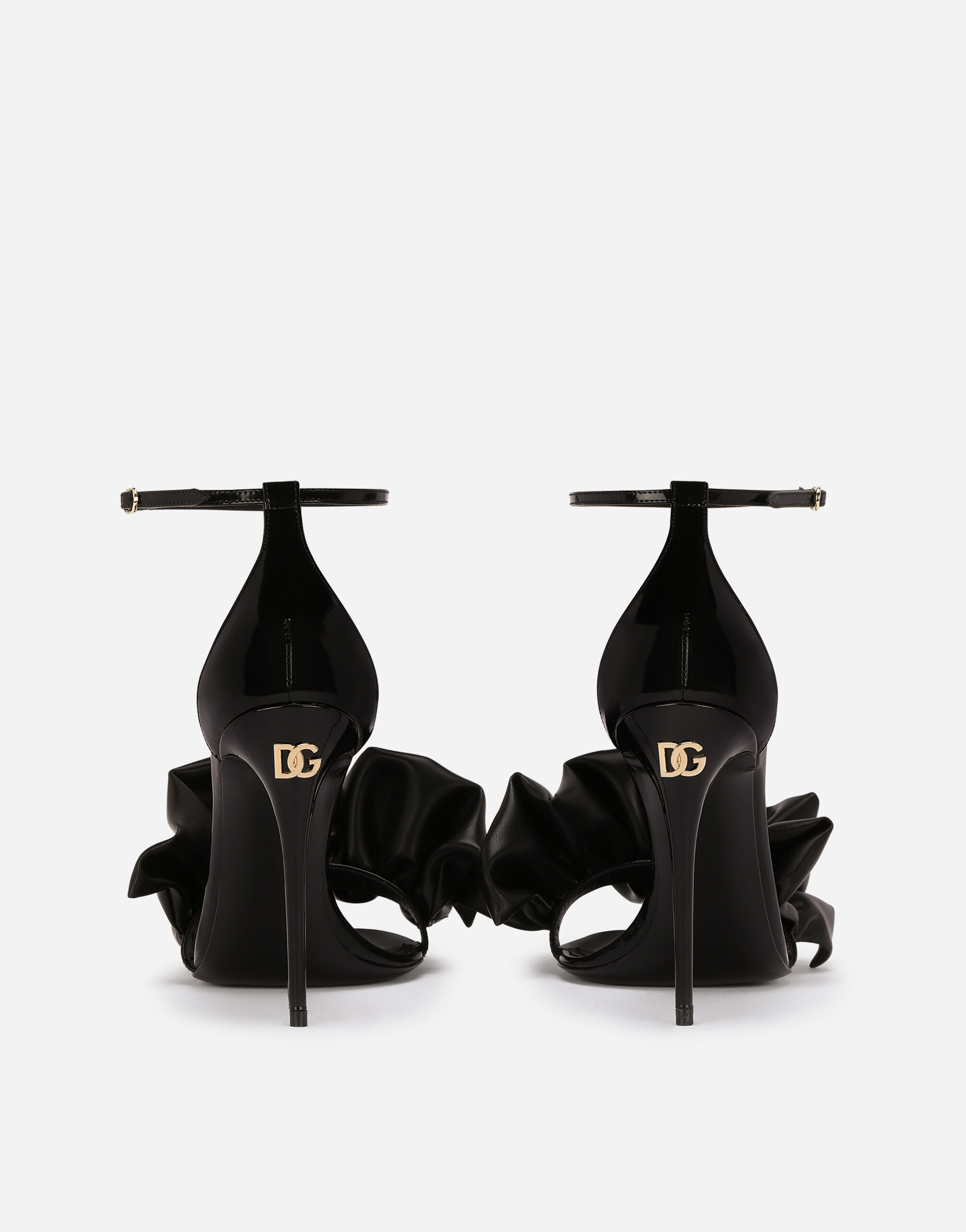 【売れ筋】Dolce & Gabbana カーフスキン サンダル ブラック ブラックのウィメンズ スライドサンダル カーフスキン DGロゴ