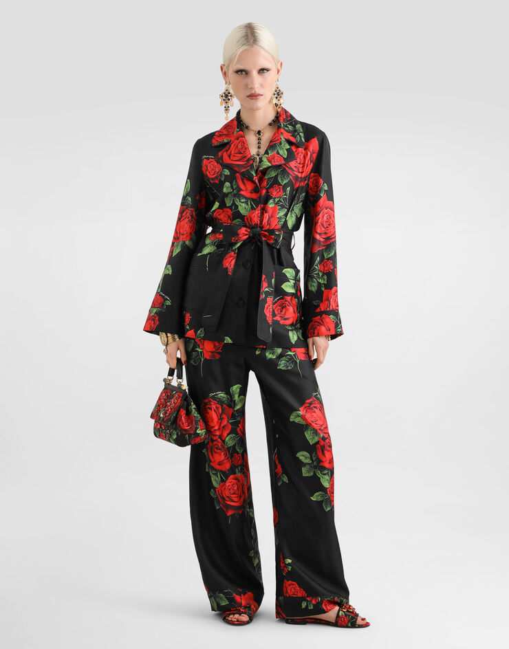 Dolce & Gabbana Hemd vanity aus Twill mit Rosen-Print Dolce & Gabbana Hemd vanity aus Twill mit Rosen-Print Multicolor F5Q03TIS137
