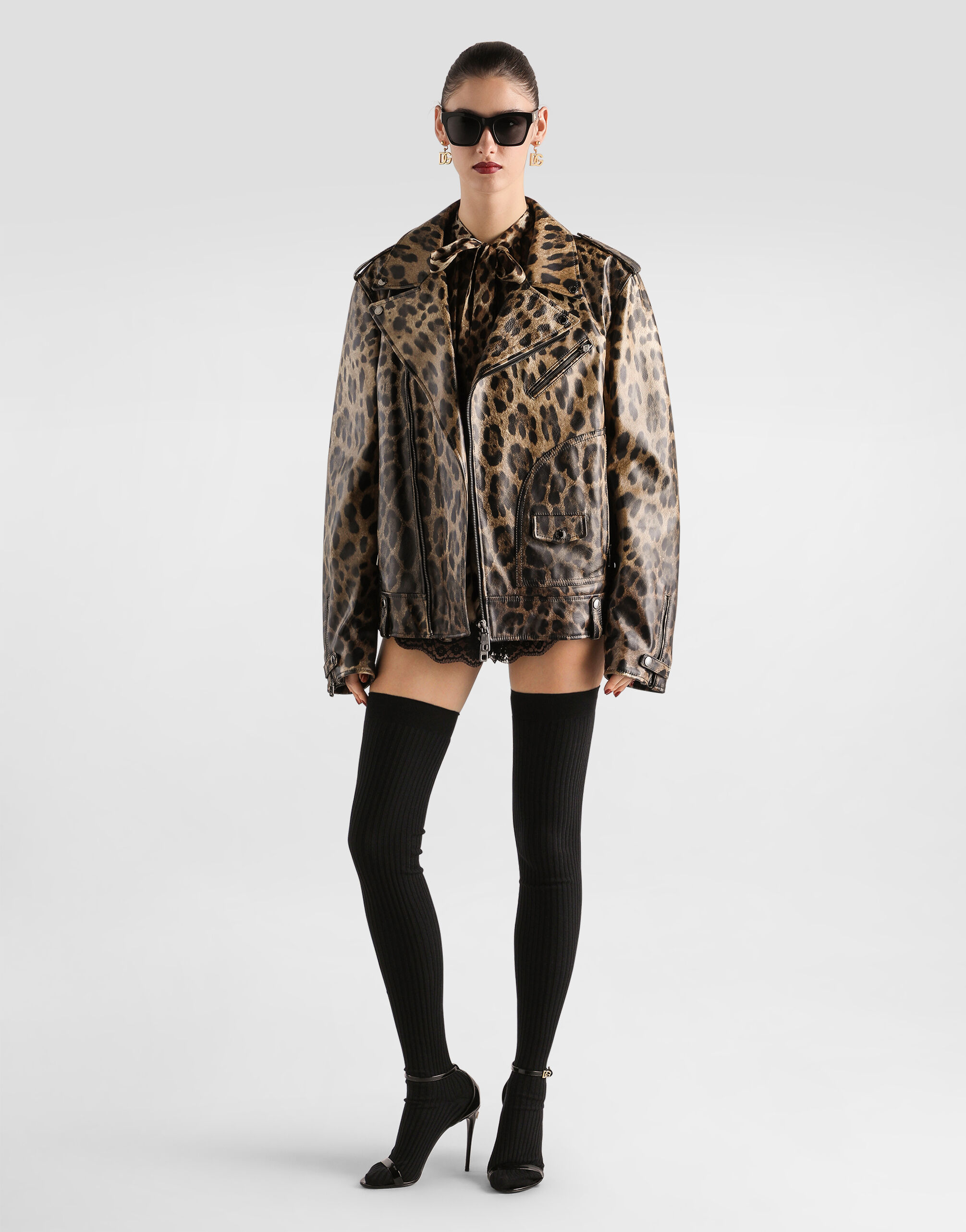 プリのウィメンズ レオプリント ジョーゼット シャツ | Dolce&Gabbana®