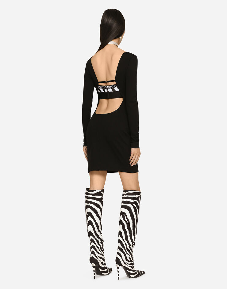 Dolce & Gabbana Short full Milano dress with cut-out detail Nero F6R2ATFU78Y