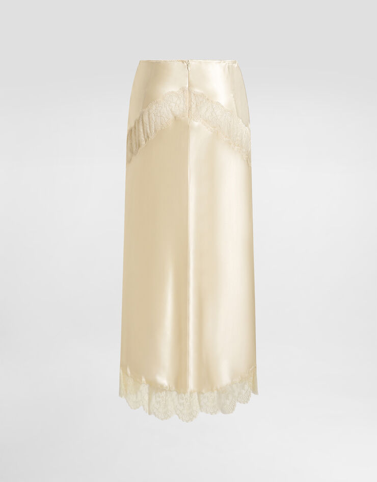 Dolce & Gabbana Silk satin skirt Beige F4DD1TFU1AU