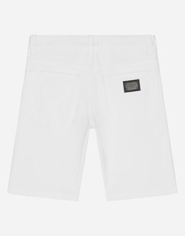 DolceGabbanaSpa Bermudas de 5 bolsillos de denim con placa con logotipo Multicolor L43Q18LDB43