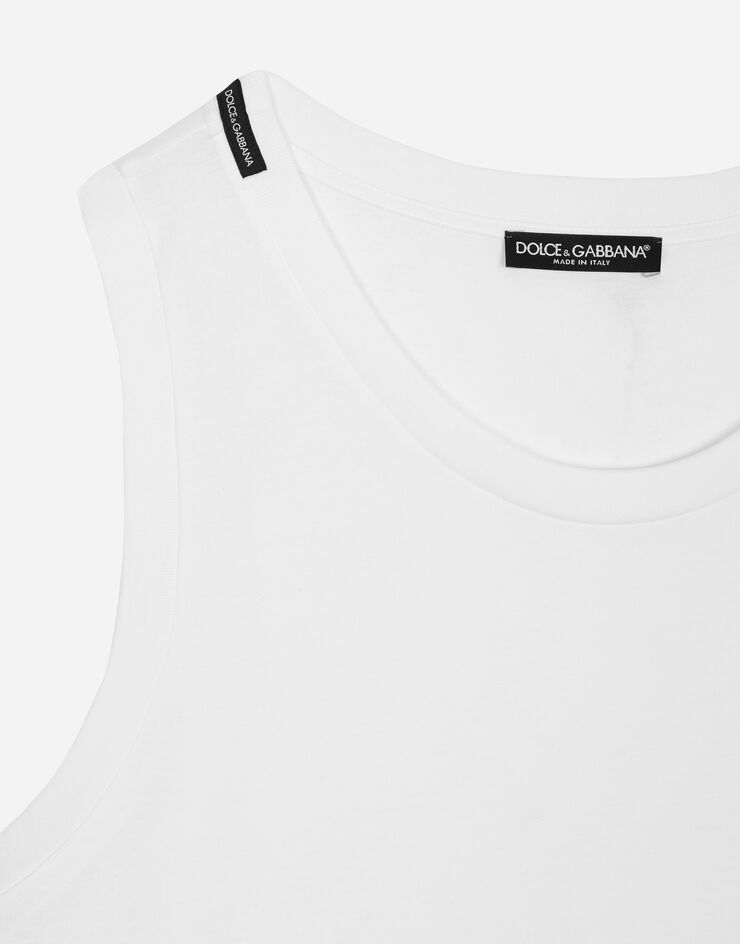 Dolce&Gabbana Jersey-Tanktop mit Logoplakette Weiss G8QJ5TG7JV9