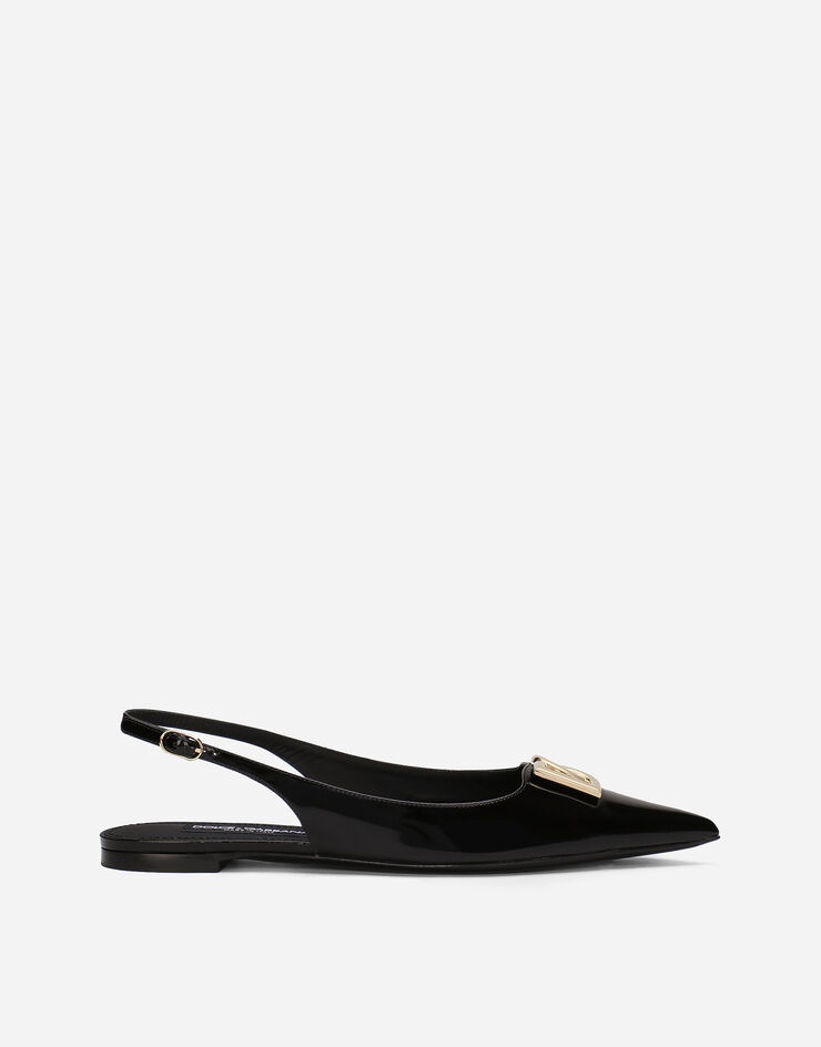 Polished calfskin slingbacks in Black for Women | Dolce&Gabbana®