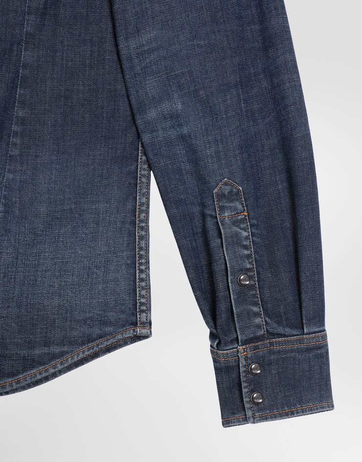 Dolce & Gabbana Gold shirt in denim with patch Dolce & Gabbana Gold shirt in denim with patch Blue G5JC8ZG8QH3