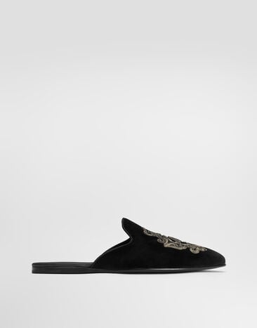 Dolce & Gabbana Slipper de terciopelo con blasón bordado Multicolor A80310AO249